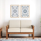 Jackson Wooden Sofa Set in Beige Suede - Luxe Maple 2 Seater