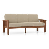Jackson Wooden Sofa Set in Beige Suede - Luxe Maple