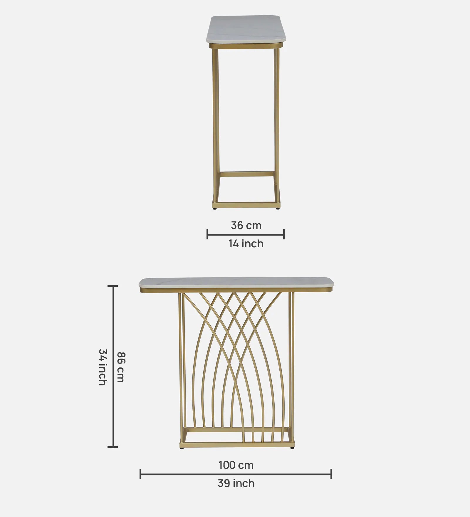 Kisco Console Table In Stainless Steel 304 - Luxe Maple