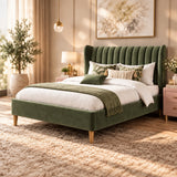 Knox Upholstered Bed In Green Color