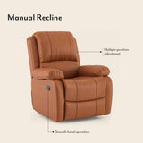 Lebo Premium Leatherette On Seater Manual Recliners In Tan - Luxe Maple