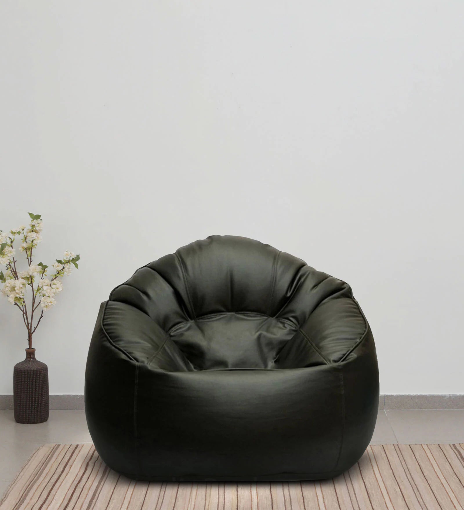 Leo Xxxl Leatherette Bean Bag Cover in Black - Luxe Maple