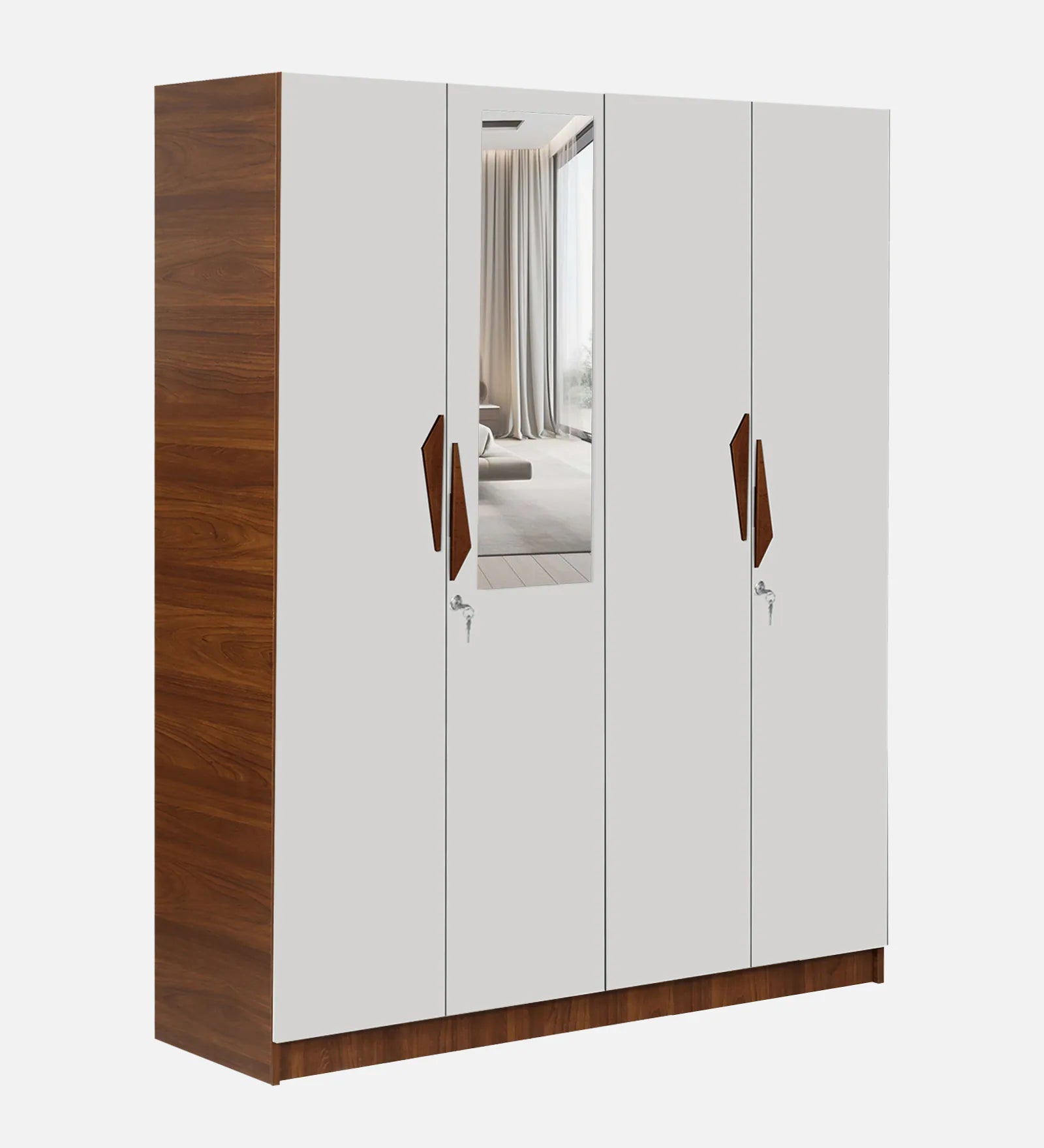 Lexus 4 Door Wardrobe In White & Walnut - Luxe Maple