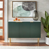 Strips Luxury Chest of Drawer in PU Polish Green