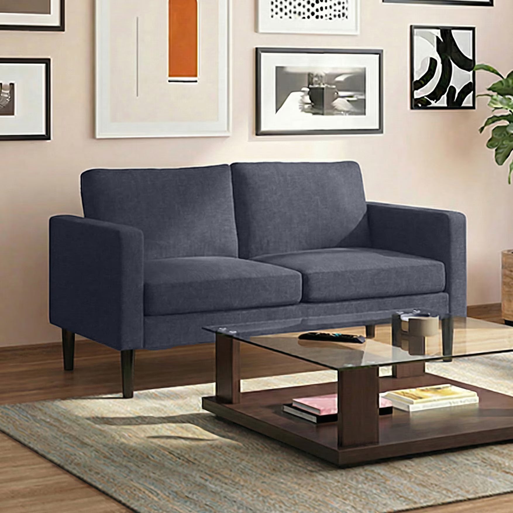 Lixer Straight Light Sofa Set in Suede - Luxe Maple
