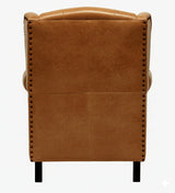 Lord Leather Chesterfield Wing Chair In Tan - Luxe Maple