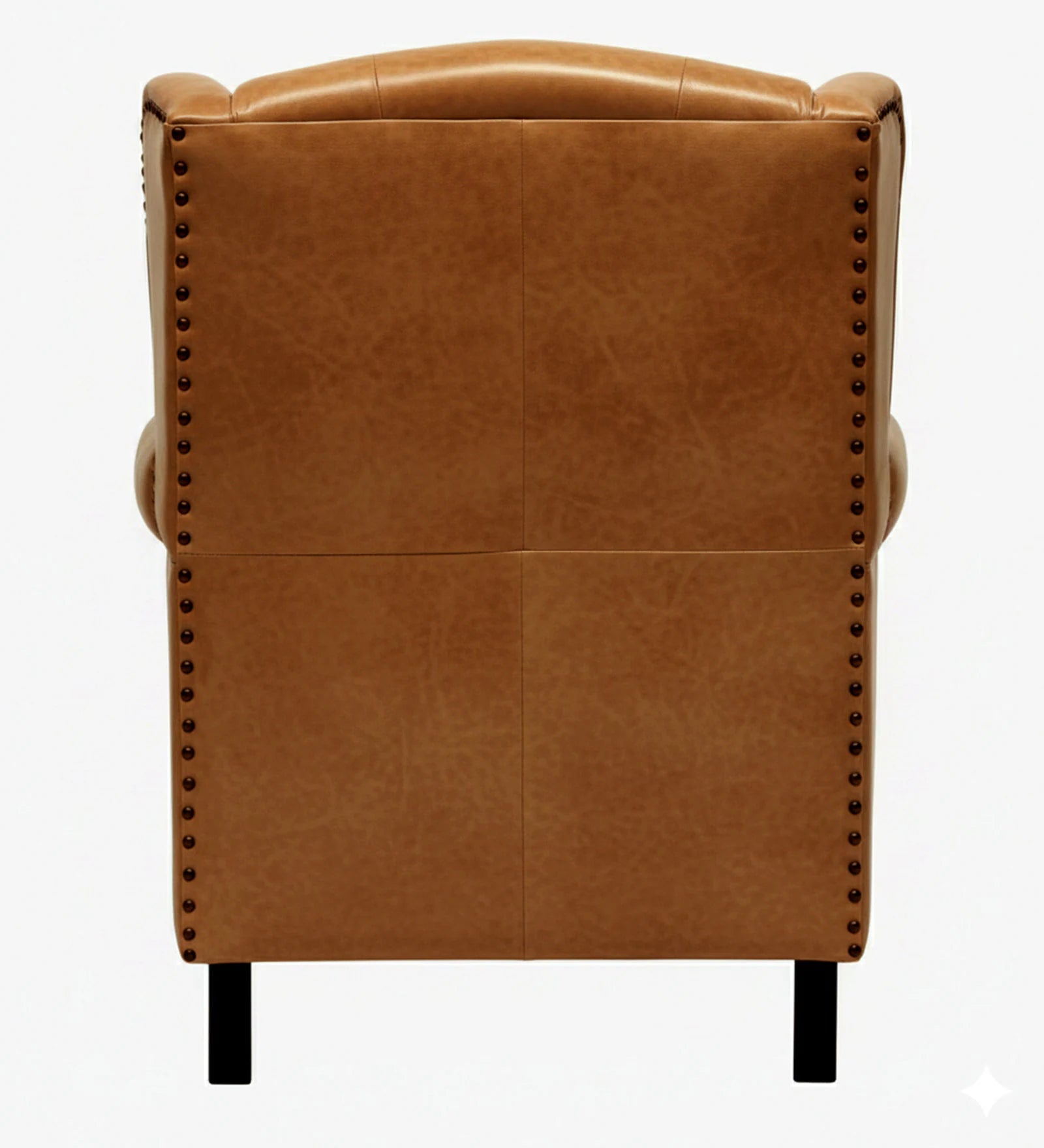 Lord Leather Chesterfield Wing Chair In Tan - Luxe Maple