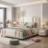Luxter Premium Upholstered Bed in Leatherette | Designer Bed - Luxe Maple