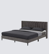 Madox Upholstered Non Storage Bed In Suede - Luxe Maple