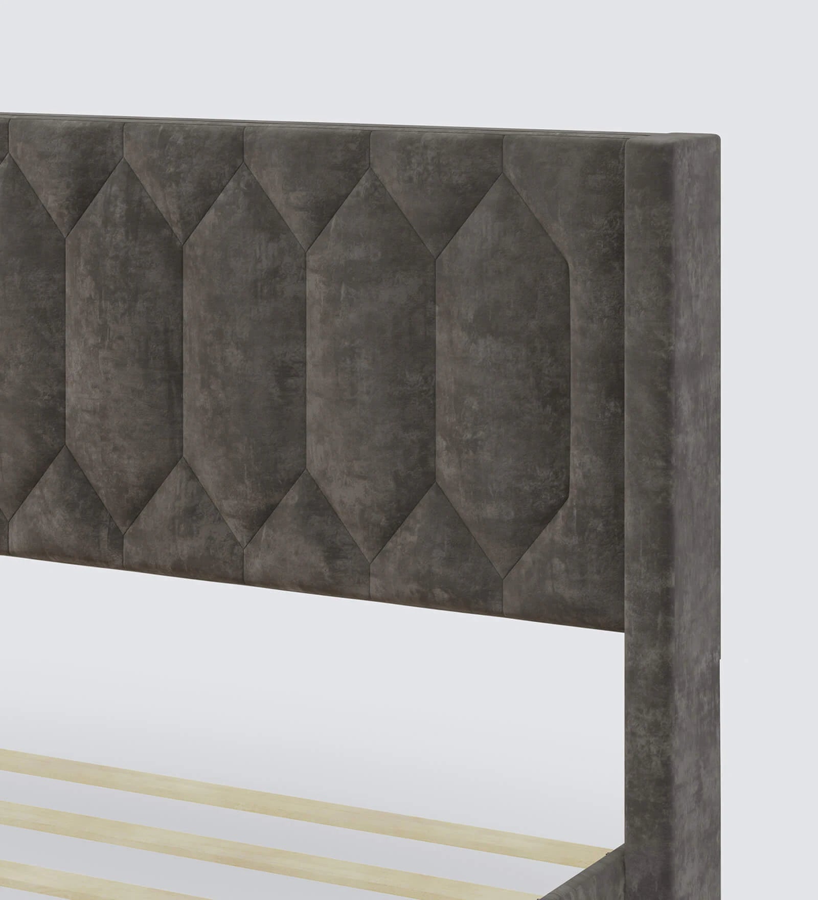 Madox Upholstered Non Storage Bed In Suede - Luxe Maple