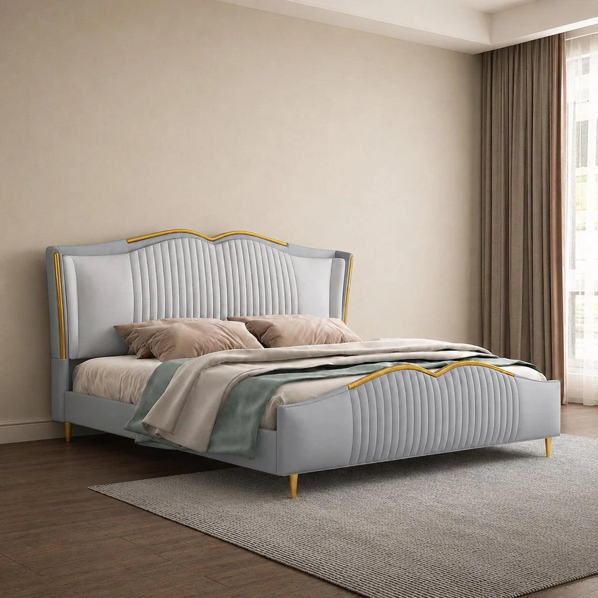 Marco Luxury Upholstered Bed In Suede
