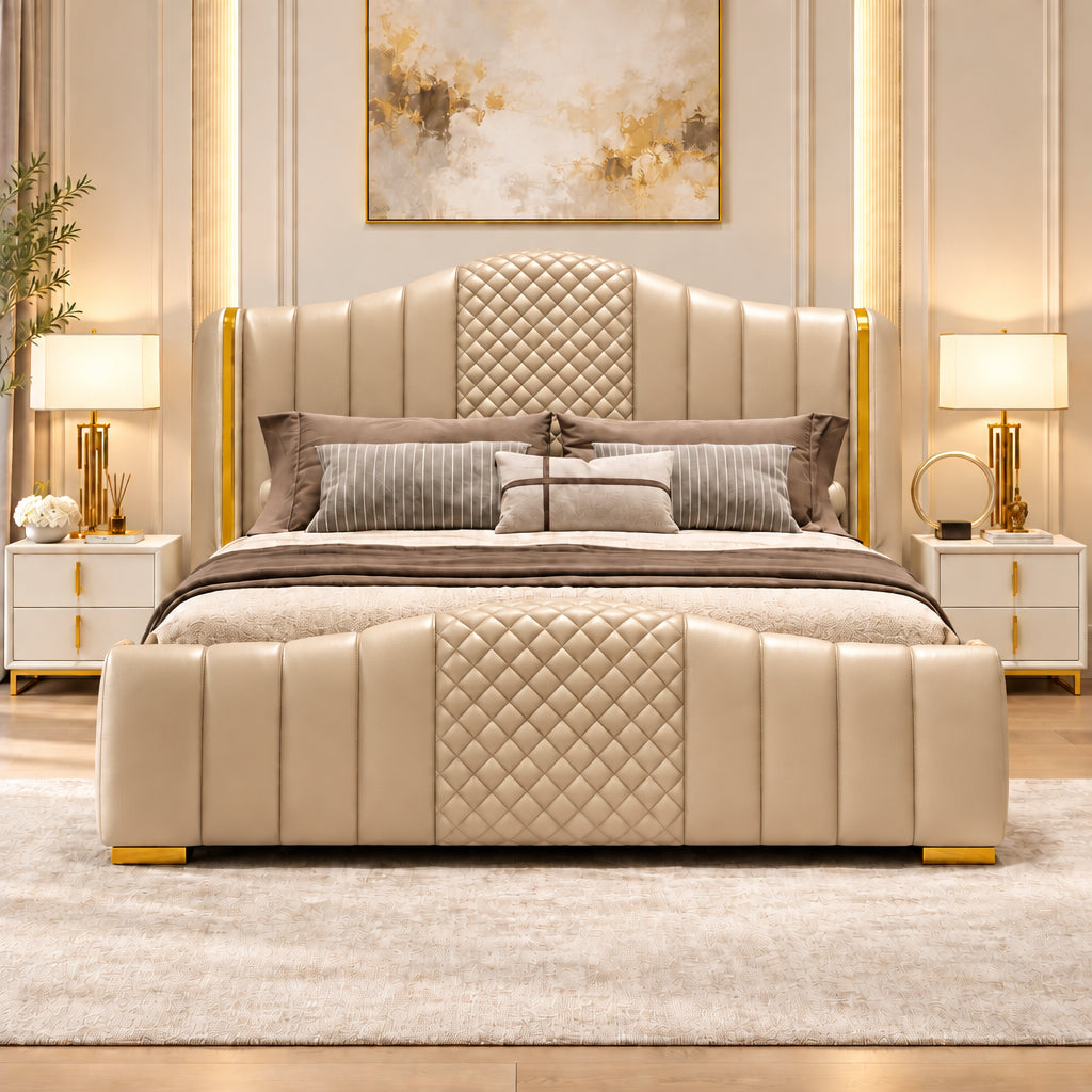 Mario Luxury Upholstered Bed in Leatherette