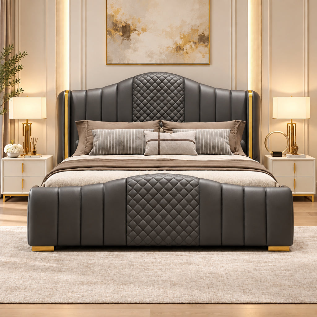 Mario Luxury Upholstered Bed in Leatherette
