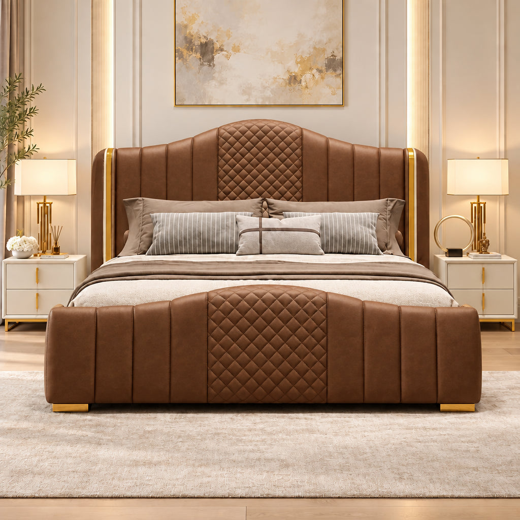 Mario Luxury Upholstered Bed in Leatherette