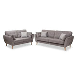 Baxton Straight Line Sofa Set in Suede