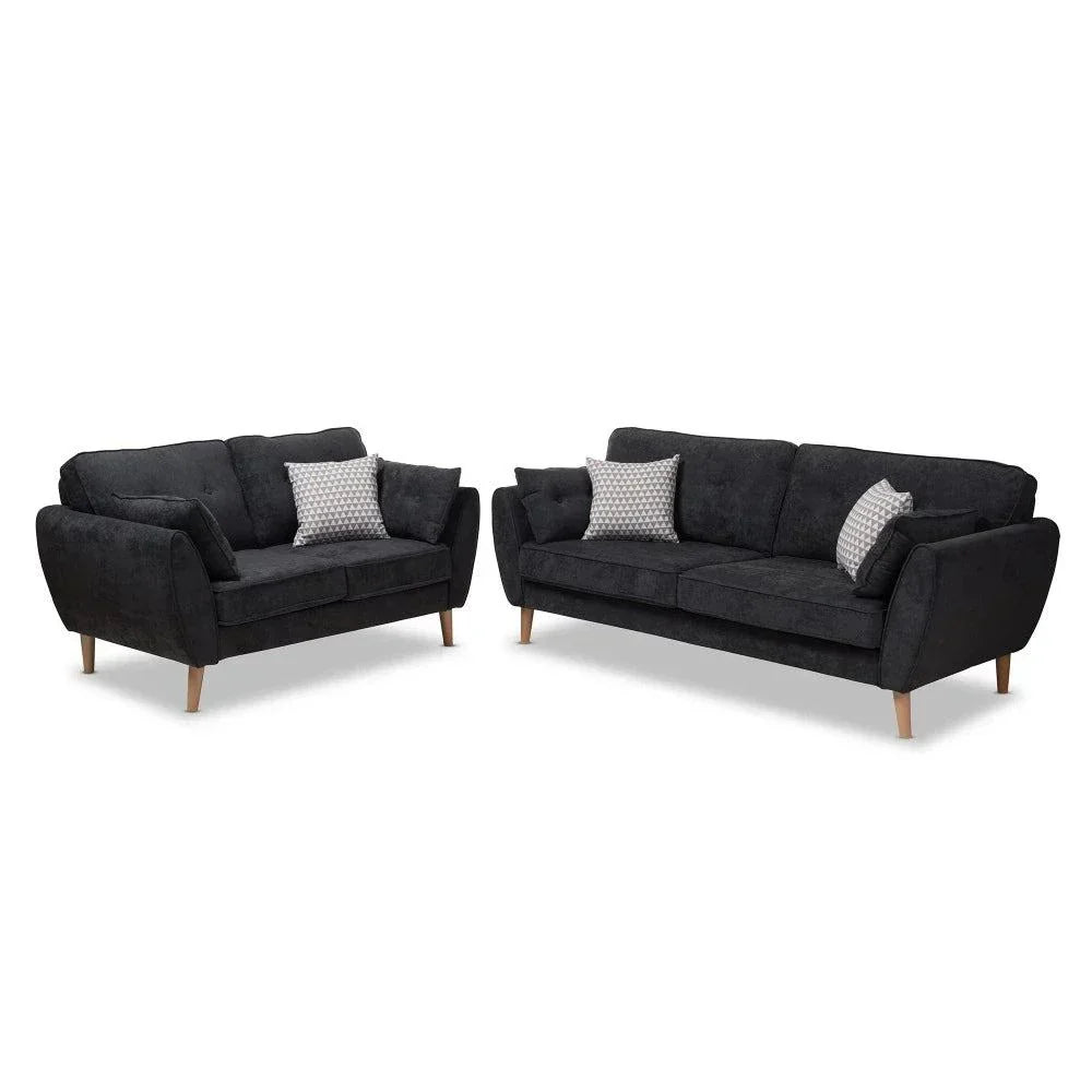 Baxton Straight Line Sofa Set in Suede