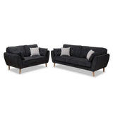 Baxton Straight Line Sofa Set in Suede