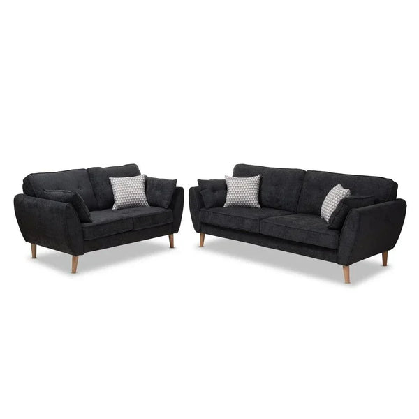 Baxton Straight Line Sofa Set in Suede - Luxe Maple
