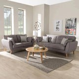 Baxton Straight Line Sofa Set in Suede
