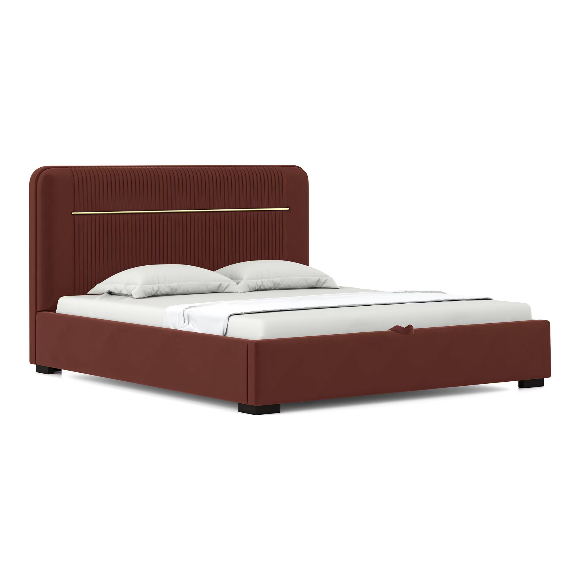 Milan Premium Upholstered Bed In Suede - Luxe Maple