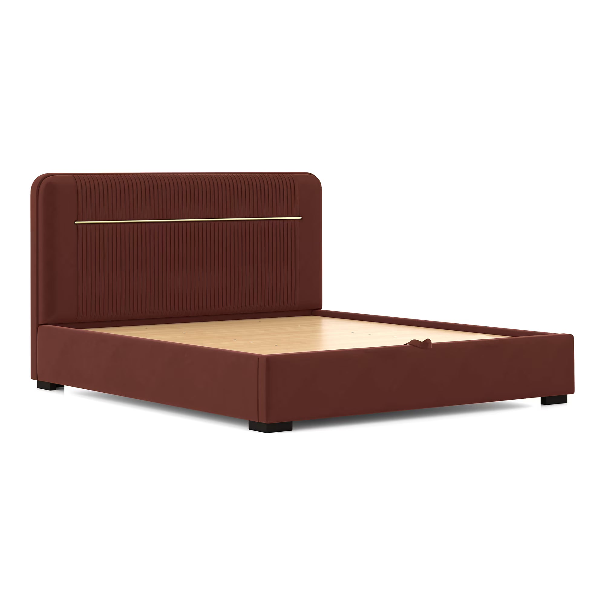Milan Premium Upholstered Bed In Suede - Luxe Maple