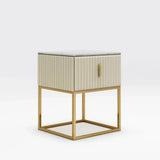 Mexican Side Table With Marble Top & Stainless Steel Base