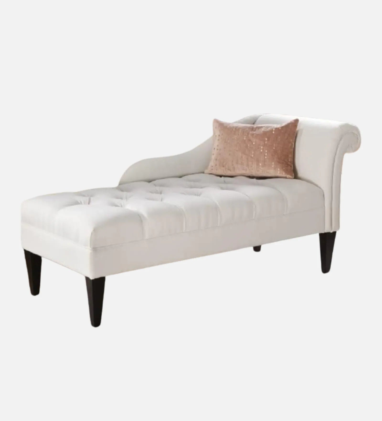 Mosco Velvet Chaise Lounger in White - Luxe Maple
