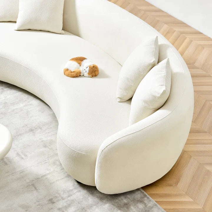 Nextra Curved Sofa Set In Suede - Luxe Maple