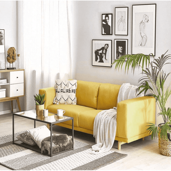 Nivya Classic Sofa Set in Yellow - Luxe Maple