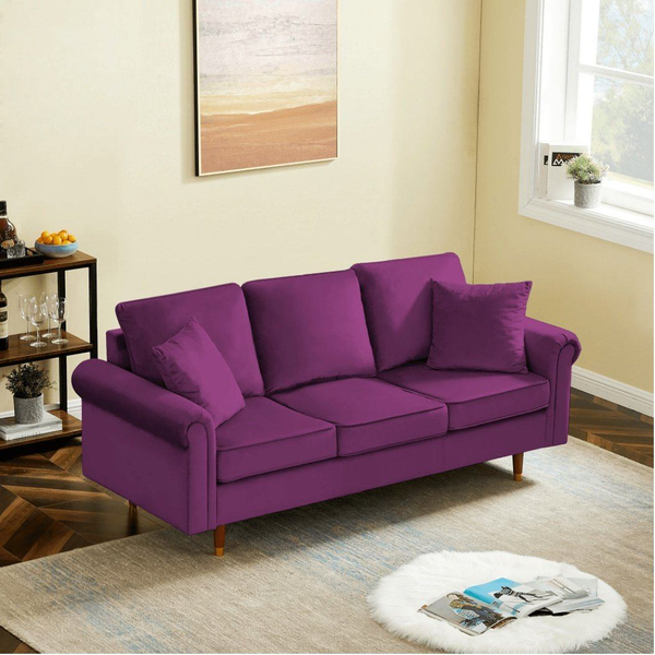 Straight Line Sofa Set in Purple - Luxe Maple