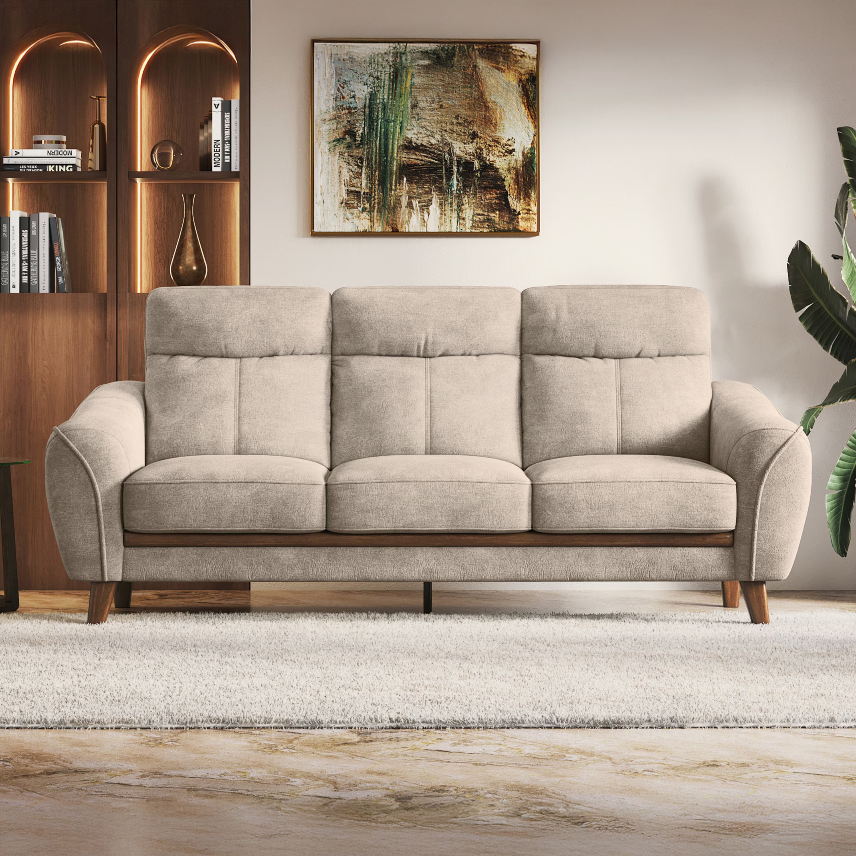 Rony Premium Suede Sofa Set - Luxe Maple Beige