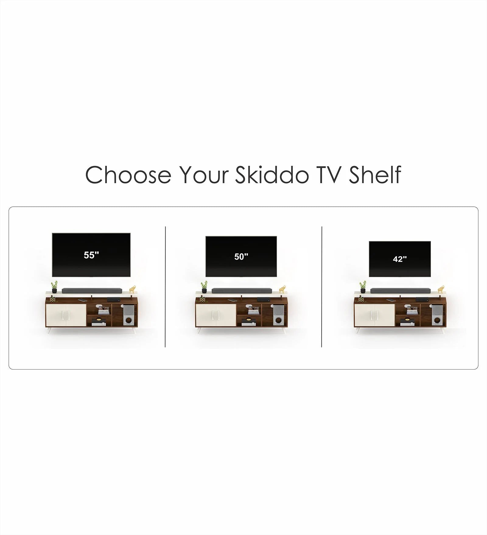 Skido Tv Unit In White & Walnut - Luxe Maple
