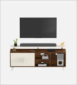 Skido Tv Unit In White & Walnut - Luxe Maple