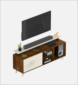 Skido Tv Unit In White & Walnut - Luxe Maple