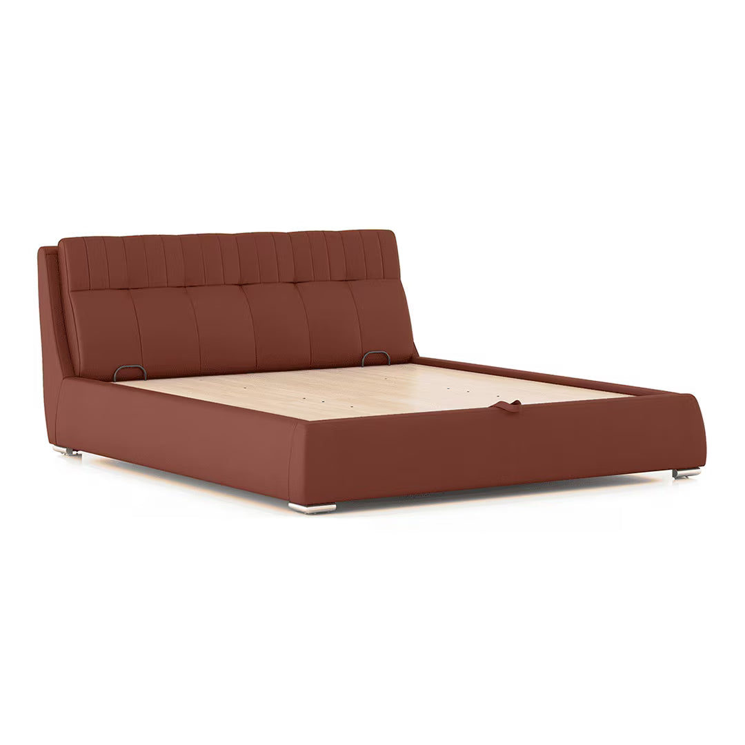 Stanford Premium Upholstered Bed In Leatherette - Luxe Maple