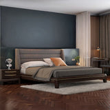 Taskh Solid Wood Non Storage Bed In Walnut Finish - Luxe Maple King Pro