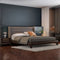 Taskh Luxury Solid Wood Non Storage Bed In Walnut Finish