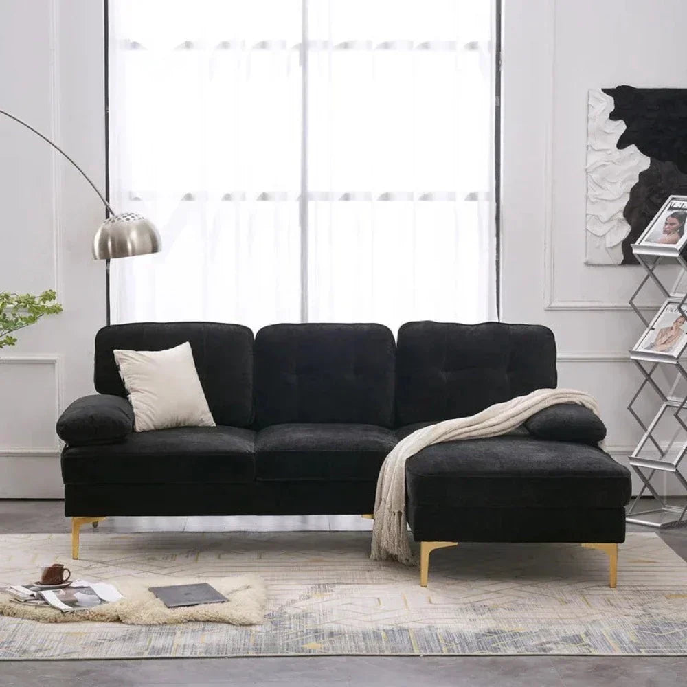 Bosco Luxury Modern Sectional Sofa Set Black