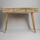 Tie 3 Door Study Table In Solid Wood - Luxe Maple