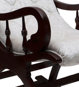 Trance Solid Wood Rocking Chair In Green Suede - Luxe Maple