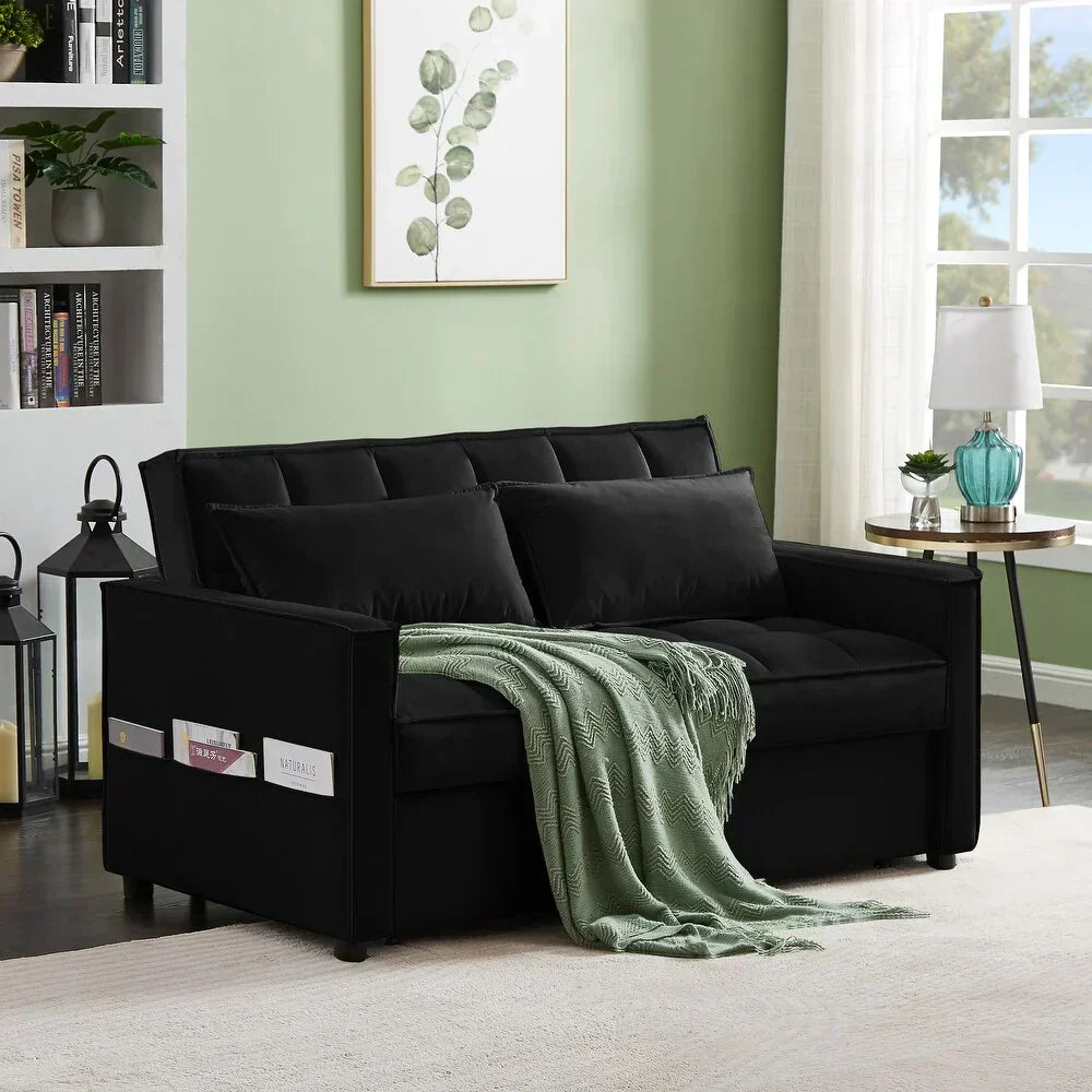 Kelvin Sofa Cum Bed In Suede Black