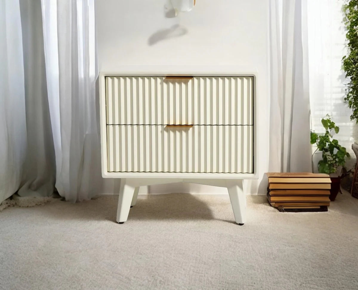 Uniline PU Polished Bedside Table - Luxe Maple