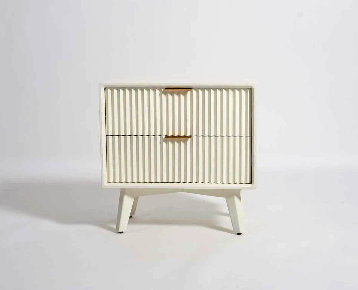 Uniline PU Polished Bedside Table - Luxe Maple