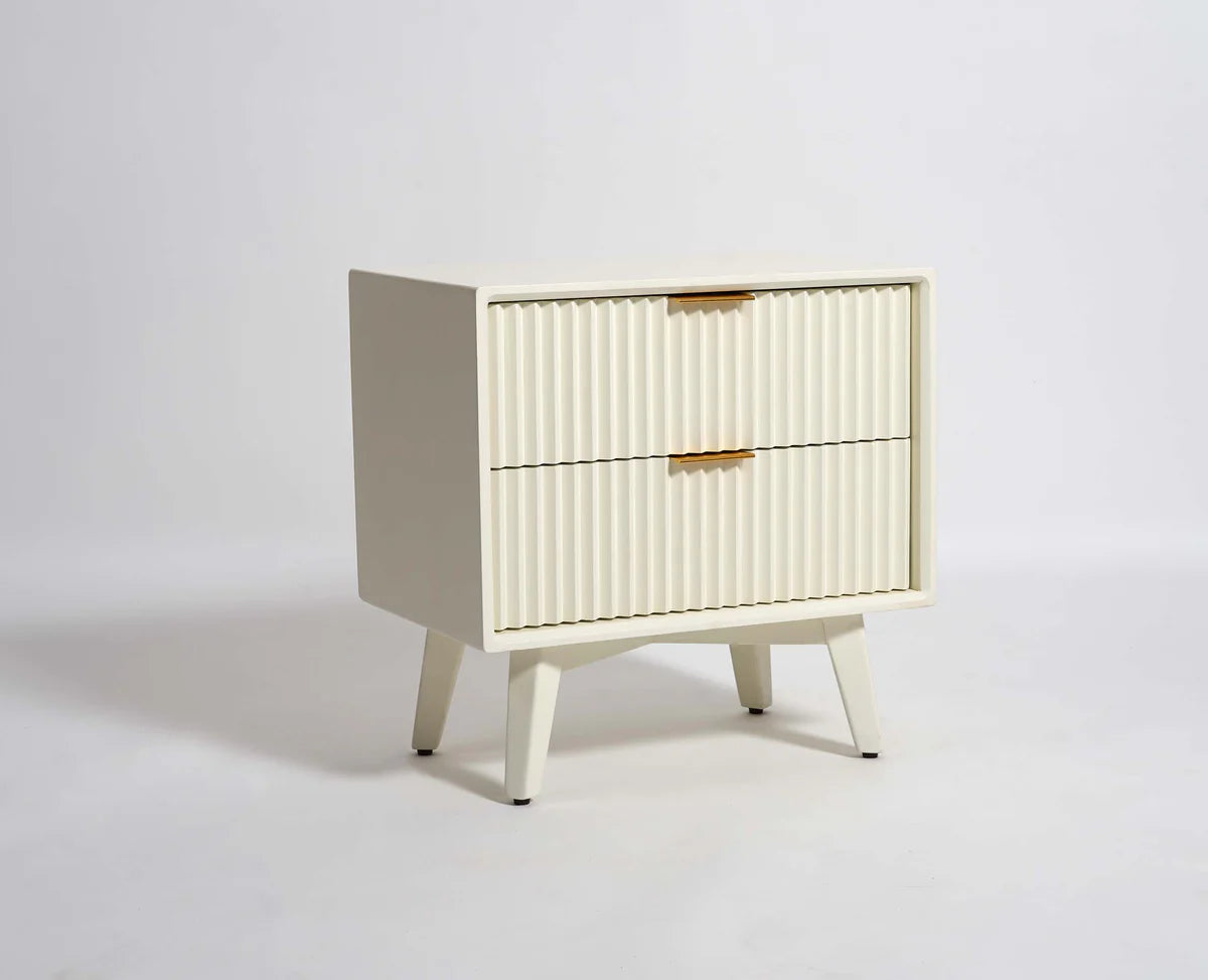 Uniline PU Polished Bedside Table - Luxe Maple
