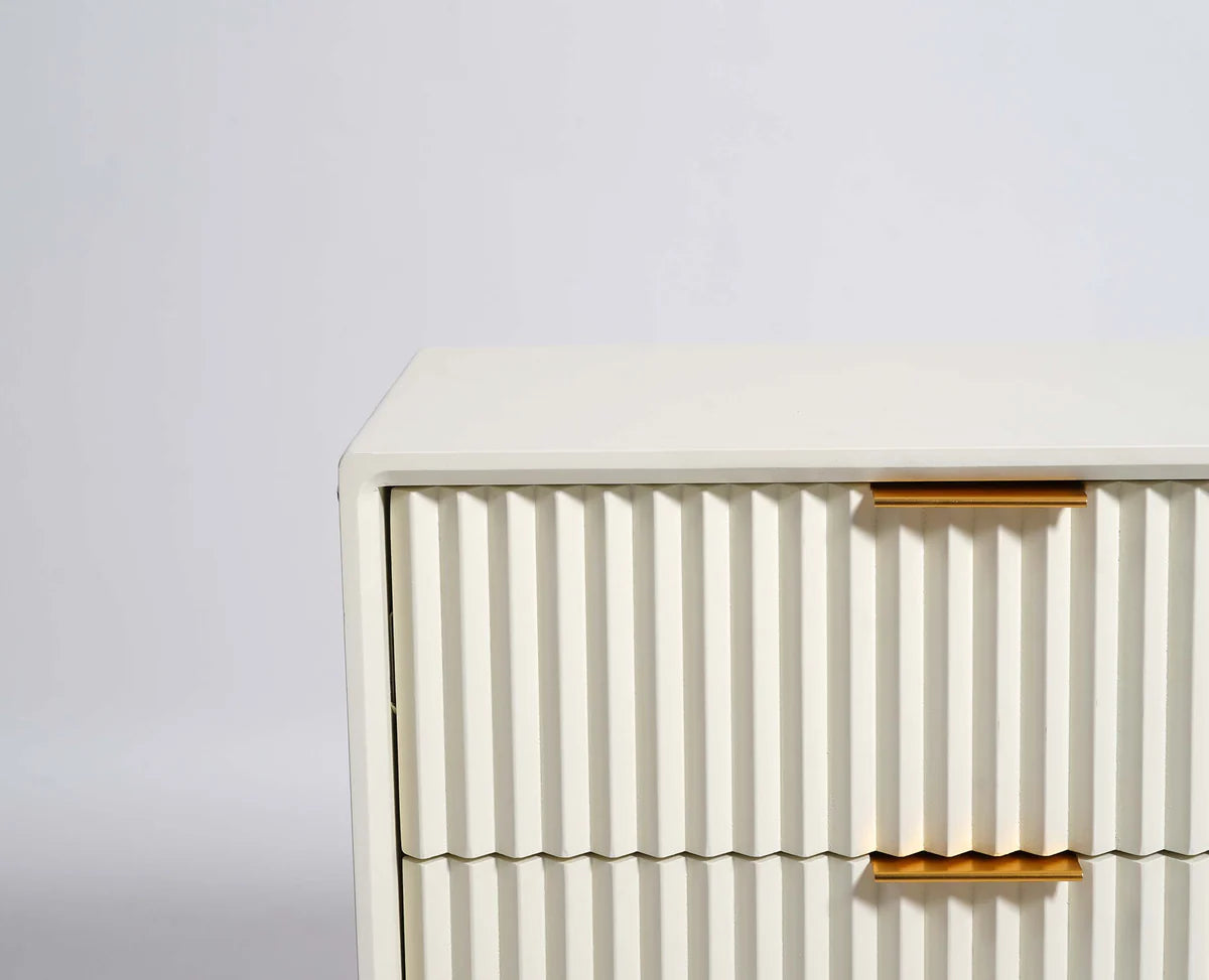Uniline PU Polished Bedside Table - Luxe Maple
