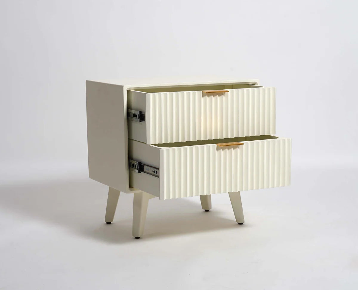 Uniline PU Polished Bedside Table - Luxe Maple