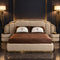Vivo Premium Upholstered Bed With Side Tables in Suede - Luxe Maple
