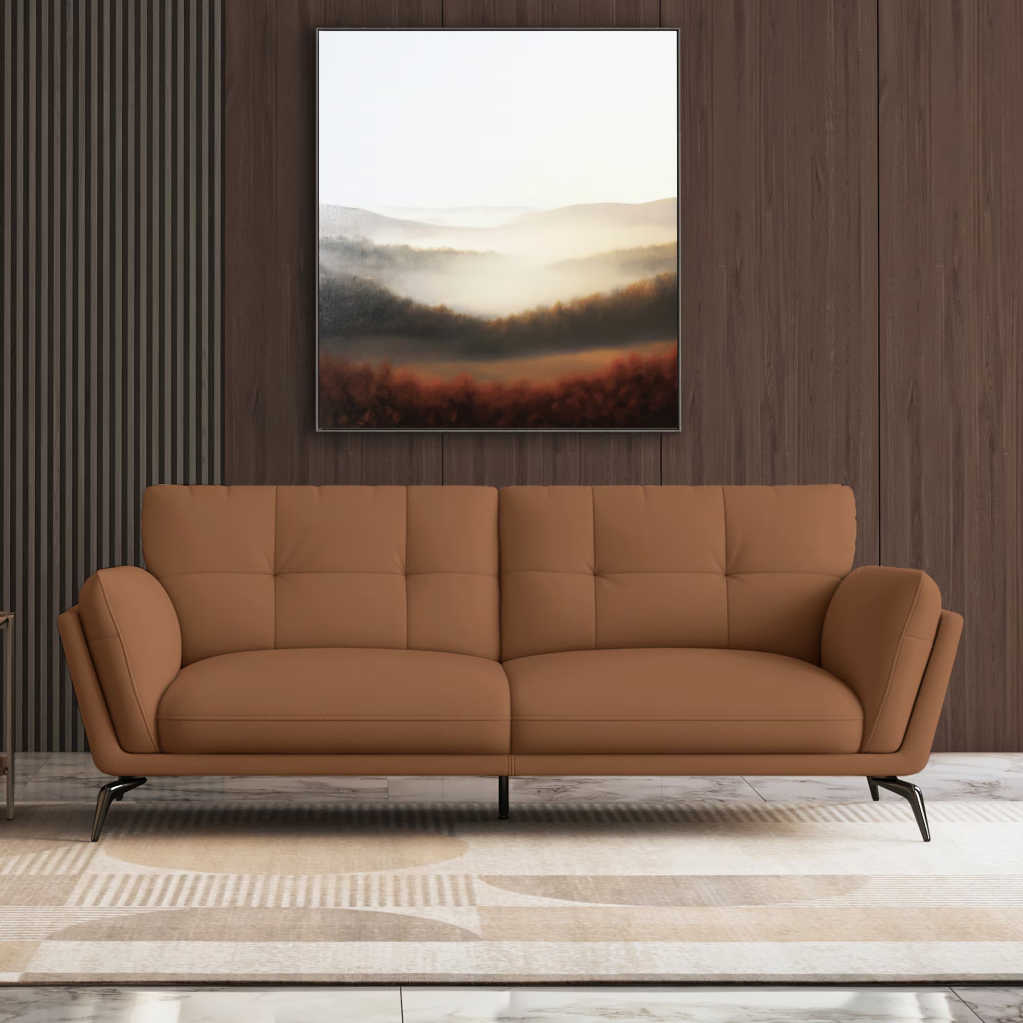 Volly Leatherette Sofa Set - Luxe Maple Tan