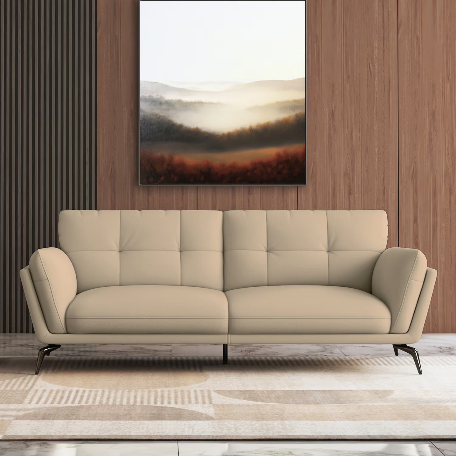 Volly Leatherette Sofa Set - Luxe Maple Beige