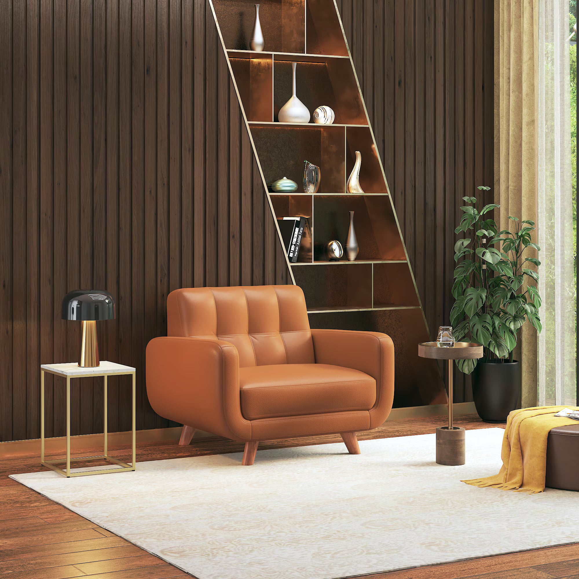 Wave Leatherette Sofa Set - Luxe Maple